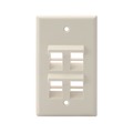 Leviton 4-Port Angled Wallplate, Quickport Light Almond 41081-4TP